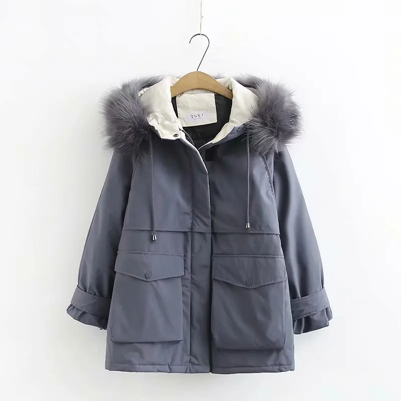 Зимняя женская куртка размера плюс XL-4XL, Женская парка с капюшоном и меховым воротником, женское хлопковое пальто, женское теплое пальто