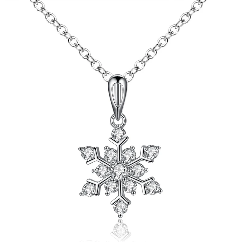 Очаровательное ожерелье с подвеской в виде снежинки для женщин элегантная