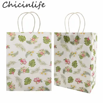 

Chicinlife 5Pcs Palm Leaf Paper Bags Happy Birthday Party Candy Box Gift Packing Bags Wedding Tropical Summer Party Supplies
