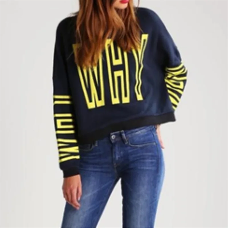 

2019 New Fashion Autumn Winter Crewneck Sweatshirt WHY Letter Print Warm Fleece Long Sleeve Pullover Hoodie Womens Streetwear