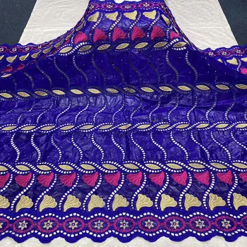 

(5yards/pc) Newest hollow out African bazin lace fabric in royal blue with embroidery for beautiful party dress BZX025