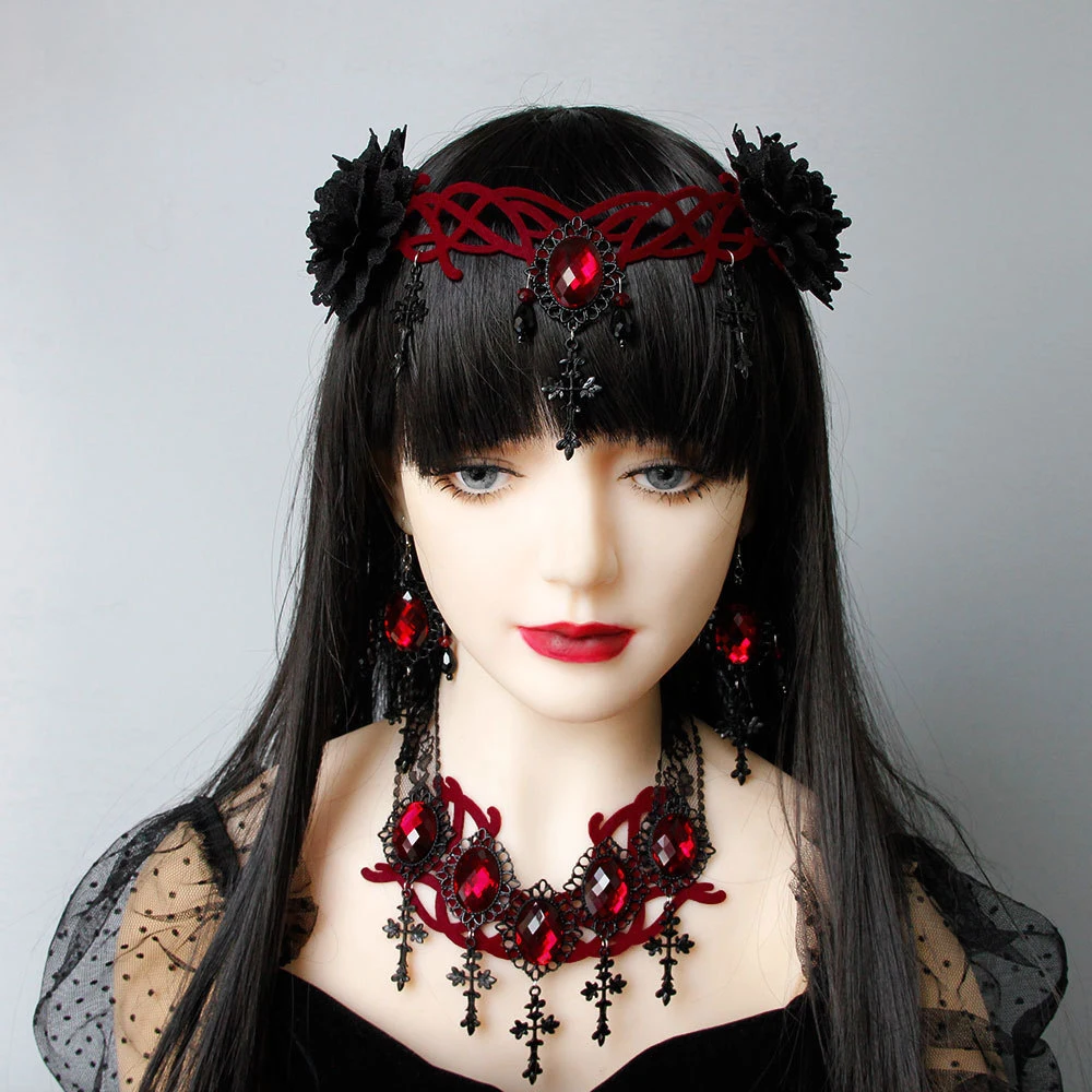 Vampire Style Gothic Punk Exaggerated Cross Women's Pendant Necklace World-weary Makeup Accessories Halloween Party Dress up | Украшения
