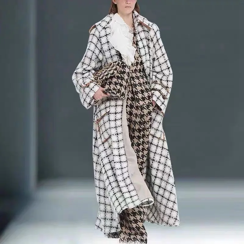 11,22 высококачественное модное темпераментное шерстяное пальто, осенне-зимнее Новое высококлассное твидовое клетчатое пальто