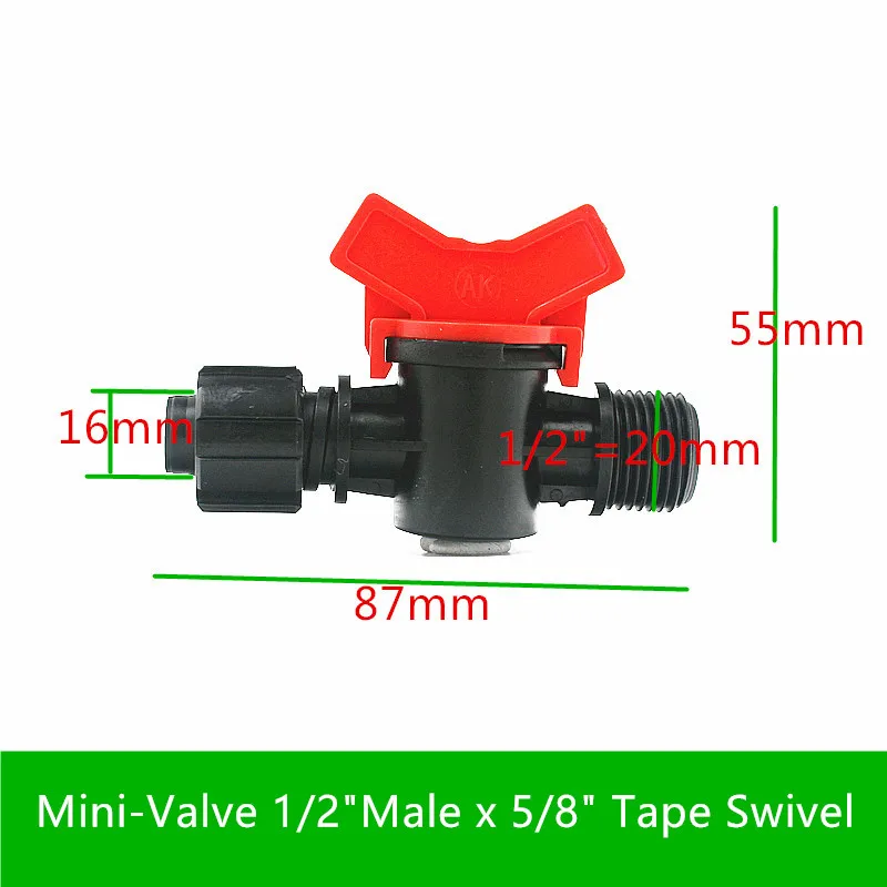 20 шт. мини клапан 1/2 &quotнаружная резьба x 5/8&quot Лента вертлюжная капельная лента