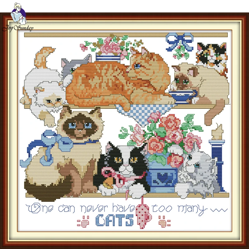 

Joy Sunday,cat,cross stitch embroidery set,Cartoon cross stitch pattern,Animal pattern cross stitch kit,counted cross stitch kit