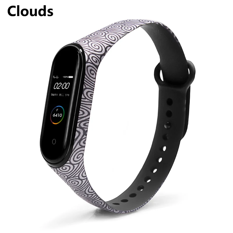 BOORUI силиконовый mi band 4 ремешок Горячая Распродажа mi band 4 аксессуары ремешок для часов xiaomi mi Band 4 смарт-браслеты с различными цветами - Цвет: Clouds