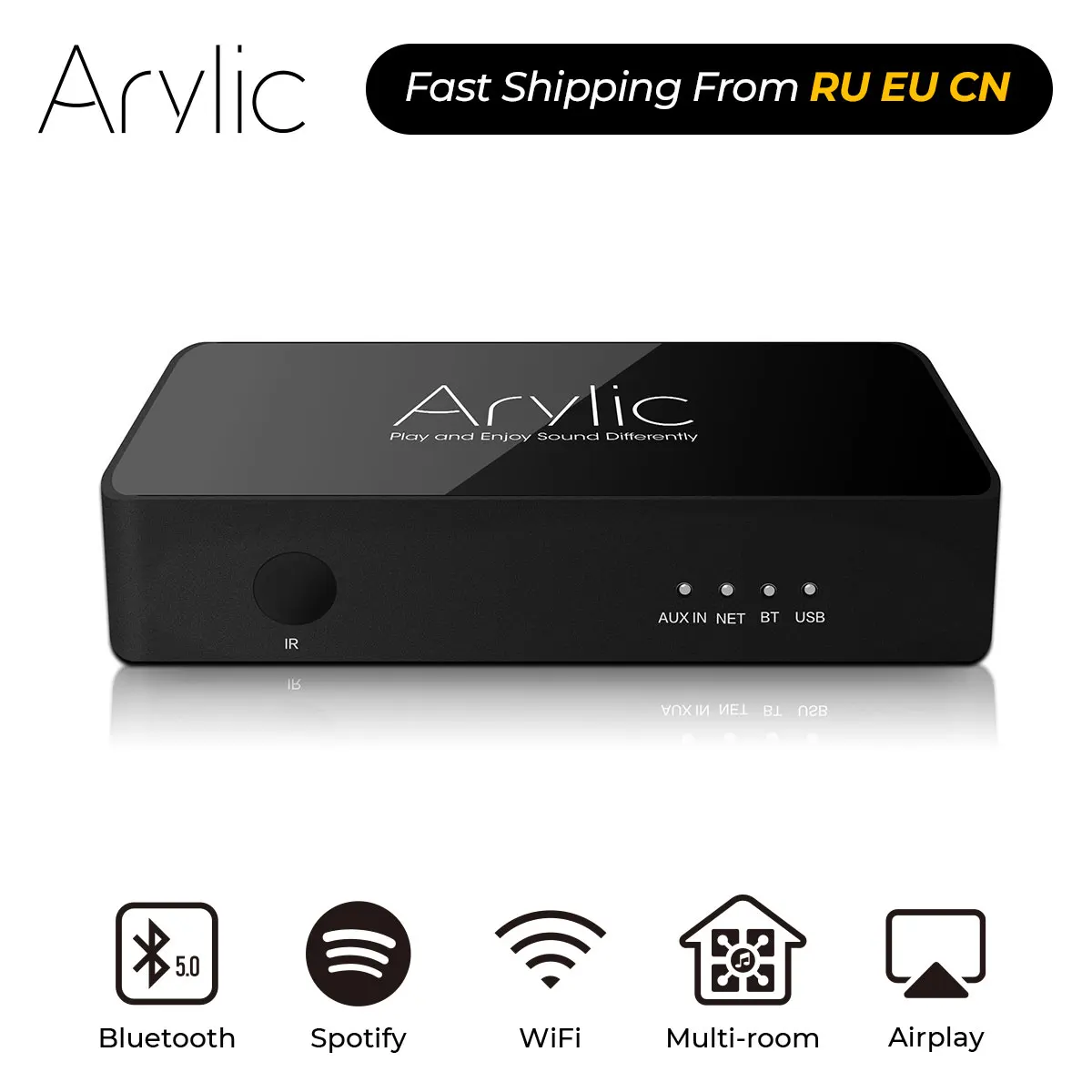 S10 WiFi and Bluetooth 5.0 Preamplifier Wireless Audio Receiver HiFi Stereo Streamer Multi-Room DLNA Airplay Free APP