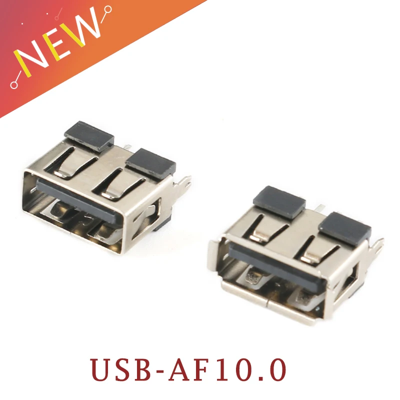 

Разъем USB Type - A AF10.0, 10 шт./лот, гнездо для монтажа на печатную плату, 4-контактный разъем SMT, длина: 10,0 мм, разъем USB