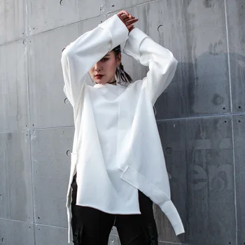 

Black Women T Shirt patchwork Plus Size Casual O Neck Batwing Sleeve Tide Korean Clothes Sweatshirt White Jumpers LT086S30