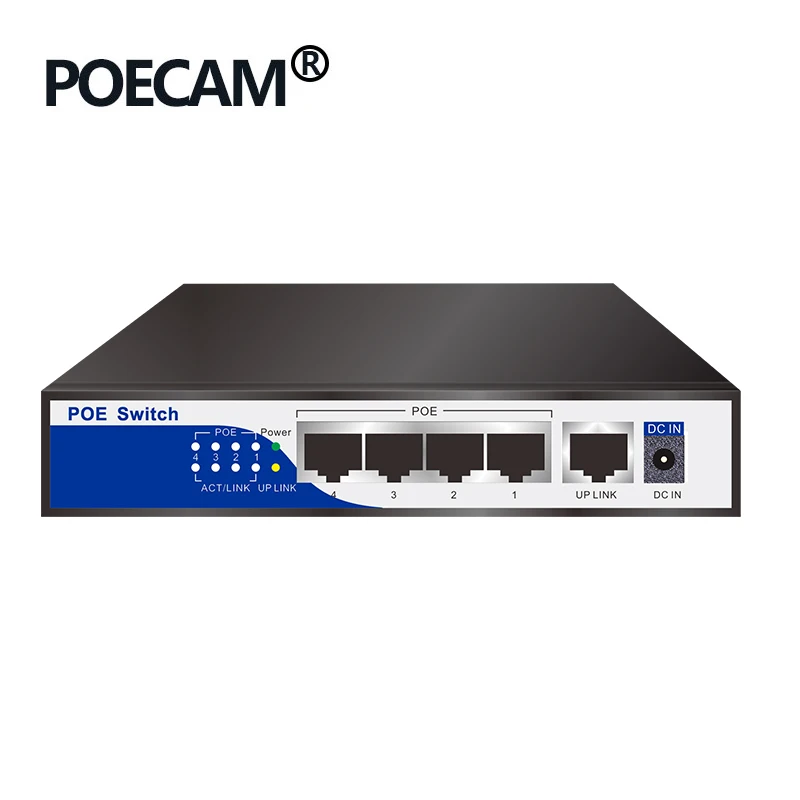 고성능 5 포트 poe 스위치 기가비트 4 포트 10 / 100 / 1000m poe 48v 2a IEEE802.3af / at 3MP HD IPC 용 활성 이더넷 네트워크 POE
