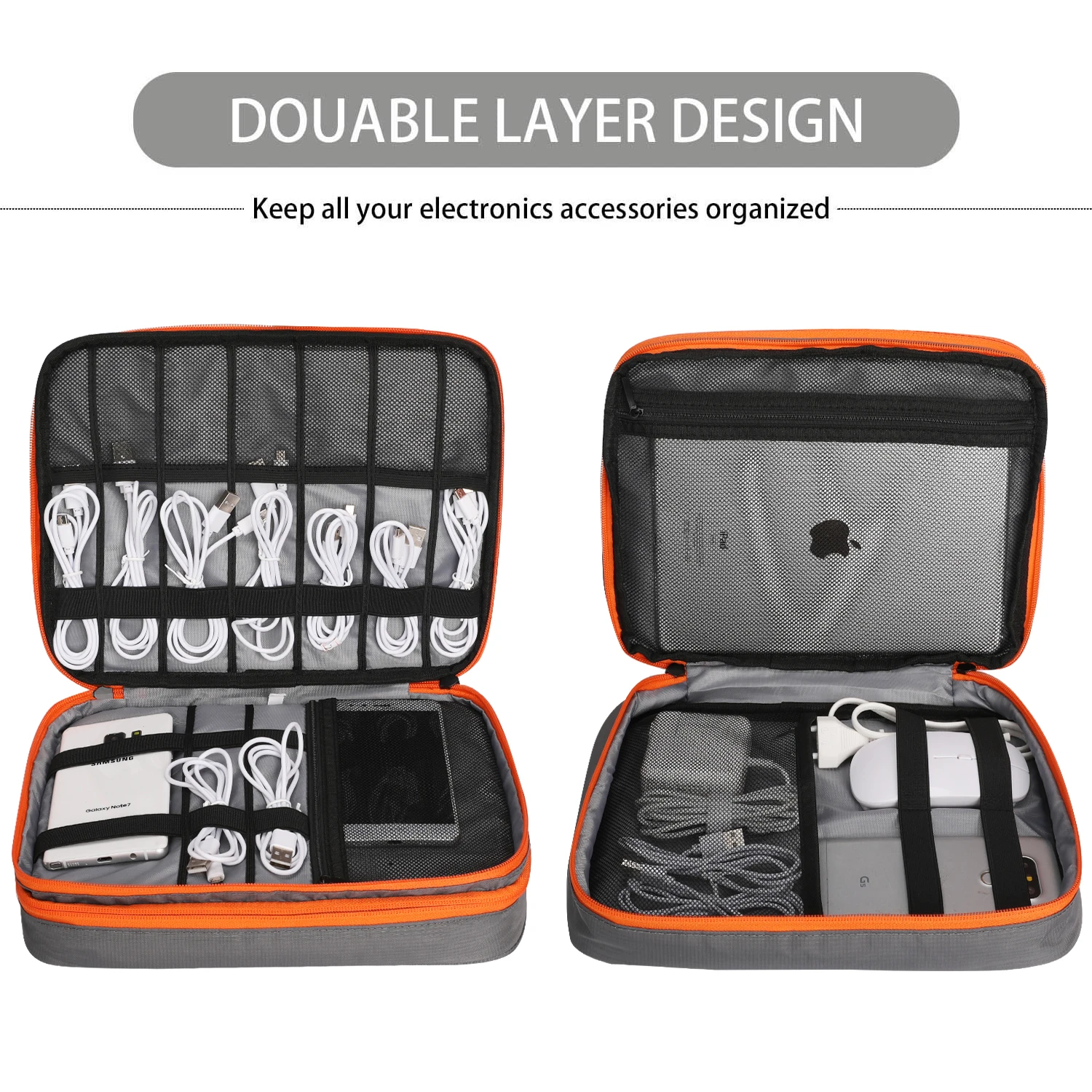Travel Electronic Accessories Thicken Cable Organizer Bag Portable Case for Hard Drives, Cables, Charge, Kindle, iPad 10.2