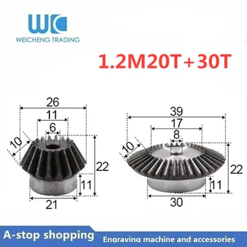 

2pcs 1:2 Bevel Gear 1.2Modulus 20 Teeth + 30teeth