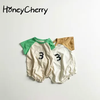 

Summer Baby Bodysuit Baby Color Blocking Digital Loose Creeper One Piece Newborn Baby Girl Clothes