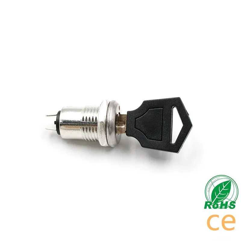 

12mm Zinc Alloy Electronic Key Switch ON OFF Lock Switch Phone Lock Security Power Switch Tubular Terminals+2 Keys 2 Position
