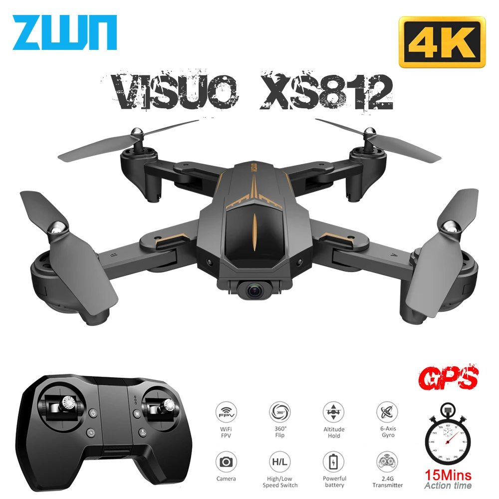 VISUO XS812 GPS Радиоуправляемый Дрон с 4K HD камерой 5G Wi Fi FPV удержание высоты один ключ