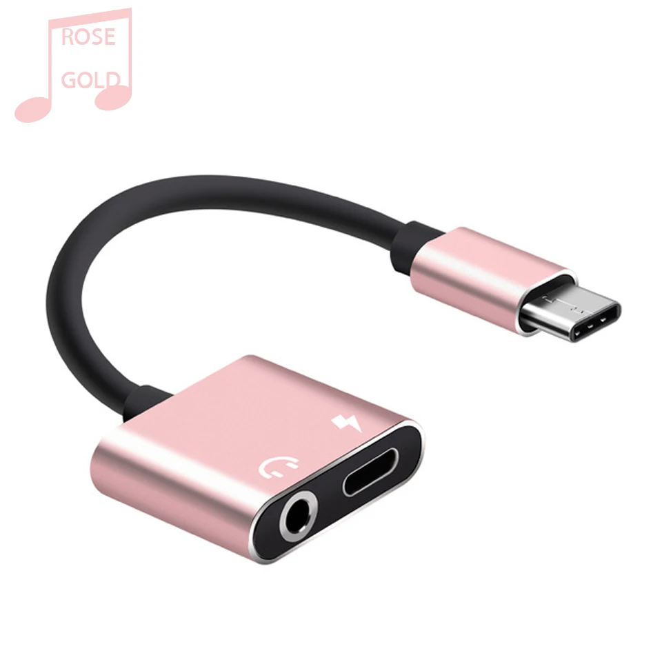 NOHON usb type C до 3,5 мм разъем для наушников адаптер для huawei Xiaomi Le Aux аудио кабель зарядное устройство для наушников зарядка USB-C конвертер - Цвет: Rose Gold