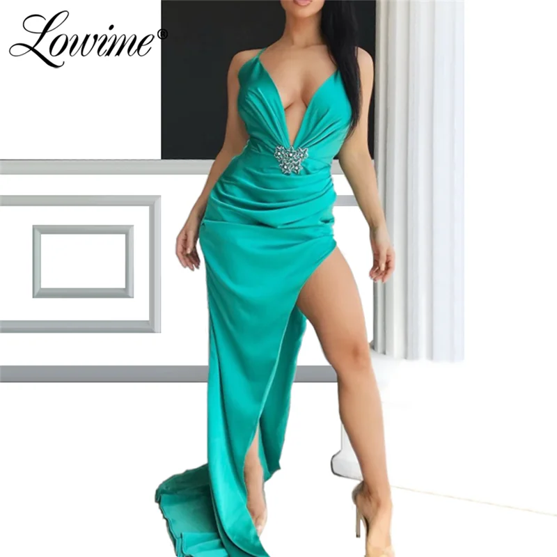 ^*Best Offers Hot Sexy Hoge Split Side Prom Dresses Goedkope Partij Jassen 2020 Custom Made Kralen Islamitische Dubai Kaftans Vestido De Festa