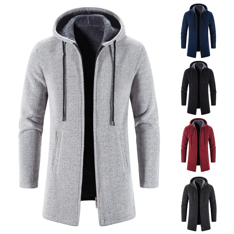 

Sweatercoat Men 2023 New Casual Sweater Cardigans Men Outwear Winter Thick Warm Knitwear Jacket Hooded Jumper Cardigan Long Coat