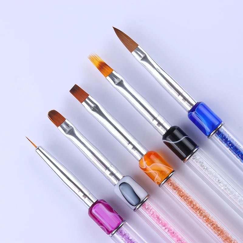 1Pc UV Gel Nail Drawing Brush Pen Gradient Liner with Rhinestone Handle Manicure Painting Tools for Nail Art Design