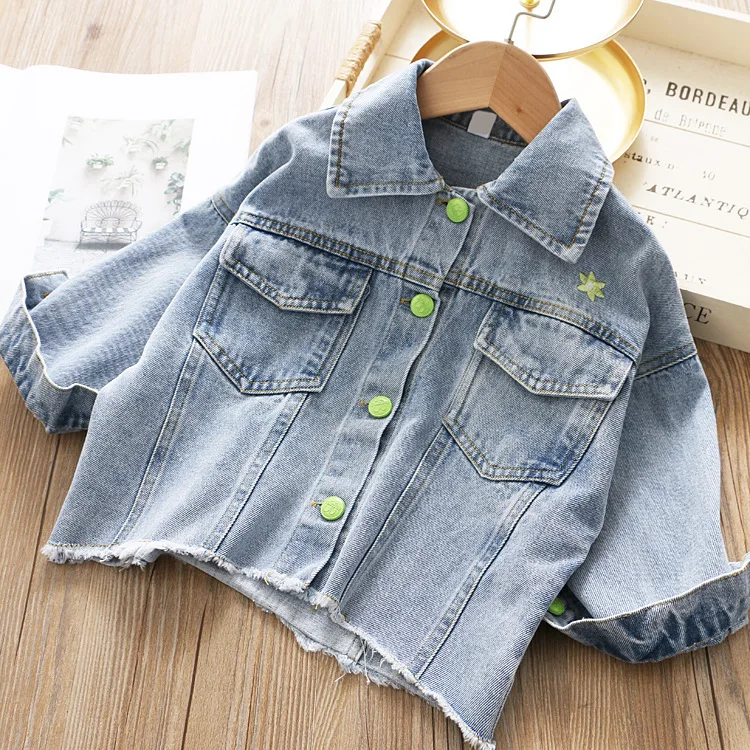 

2020 Spring Models Men And Women Children Flash Jacket Coat Children Children Loose-Fit Girls Washing Retro Tops