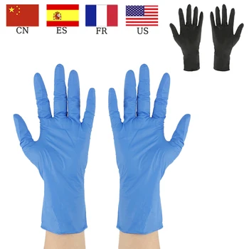 

100/20pcs Wear-Resistant Durable Nitrile Disposable Gloves Rubber Latex Food Household Cleaning Gloves Anti-Static Blue Black