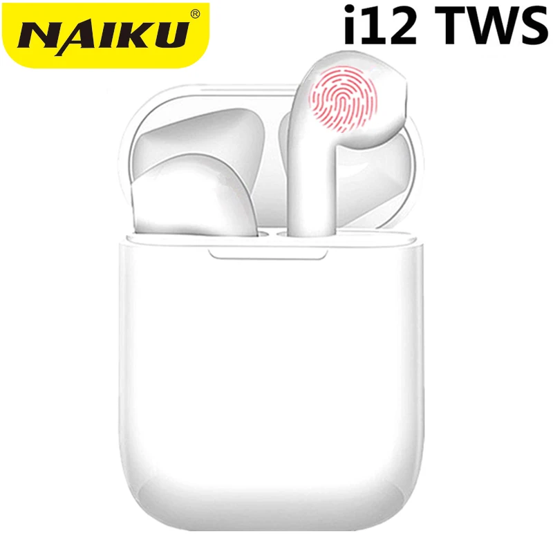 NAIKU i12 TWS беспроводная гарнитура с сенсорной клавишей Bluetooth 5,0 спортивные стерео наушники для iPhone Xiaomi huawei samsung смартфон