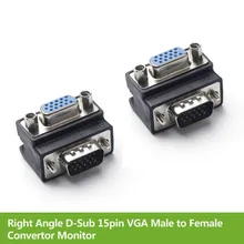 Right Angle D Sub 15pin VGA Male to Female Convertor Monitor DB15 VGA RGB HDB Extender