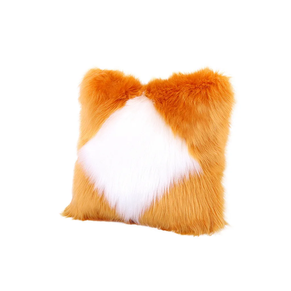 Mitation Wool Plush Cushion Cover Warm Soft Square Sofa Car Nap Throw Pillow Case Home Decor Household Supplies Plush pillowcase - Цвет: K