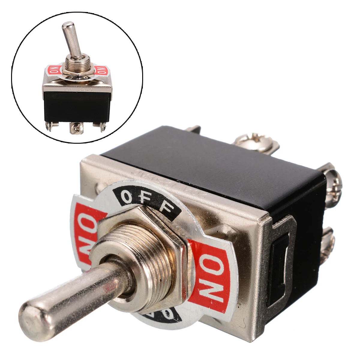 

1pc Heavy Duty Metal Toggle Switch ON/OFF/ON Switching Method Car Dash DPDT Black Switch With Waterproof Cover
