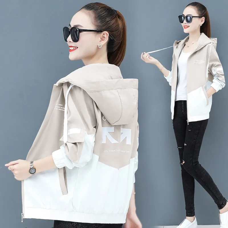 2022 New Autumn Women\'s Jackets Causal Hooded Windbreaker Famale Basic Coat Zipper Lightweight Jacket Outwear