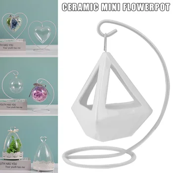 

White Rectangular Ceramic Succulent Air Plants Pearls Holder Container Flower Pots for Desk Home Decoration _WK