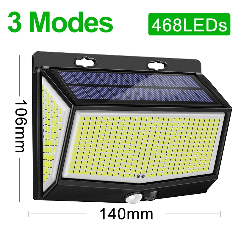 468 Solar LED Light Outdoor Solar Light 3 Modes Solar Lamp with Motion Sensor Light Waterproof Sunlight Steet Lamp for Garden solar panel lights Solar Lamps