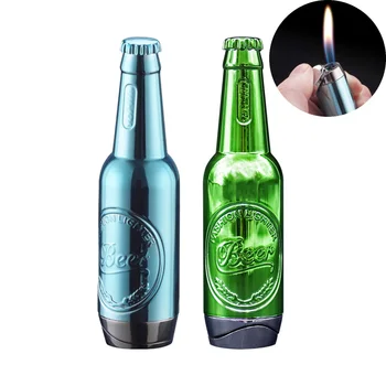 

100pcs/lot Mini Butane Lighter Creative Beer Bottle Shape Cigarette Lighters Funy Collection Gift Smoking Accessory
