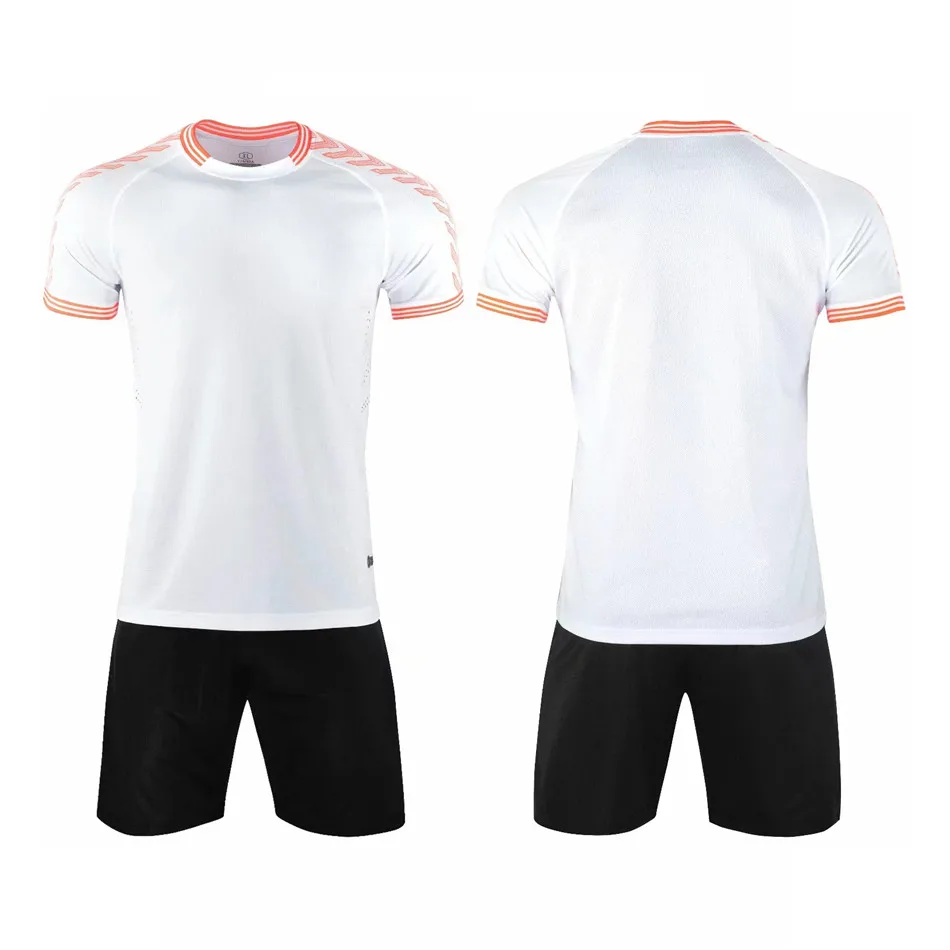 Jersey Blank Football Men Soccer Survetement Uniform Adult CustomizeTraining Tracksuit Uniforms Shirt with Shorts Suits New Set - Цвет: White