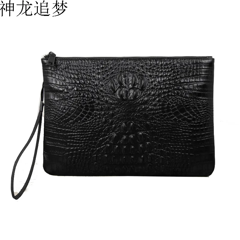 

Famous Brand design Crocodile Pattern men day clutches Genuine Cowhide Men Clutch Bag Mobile Phone bag men envelope Money Bag