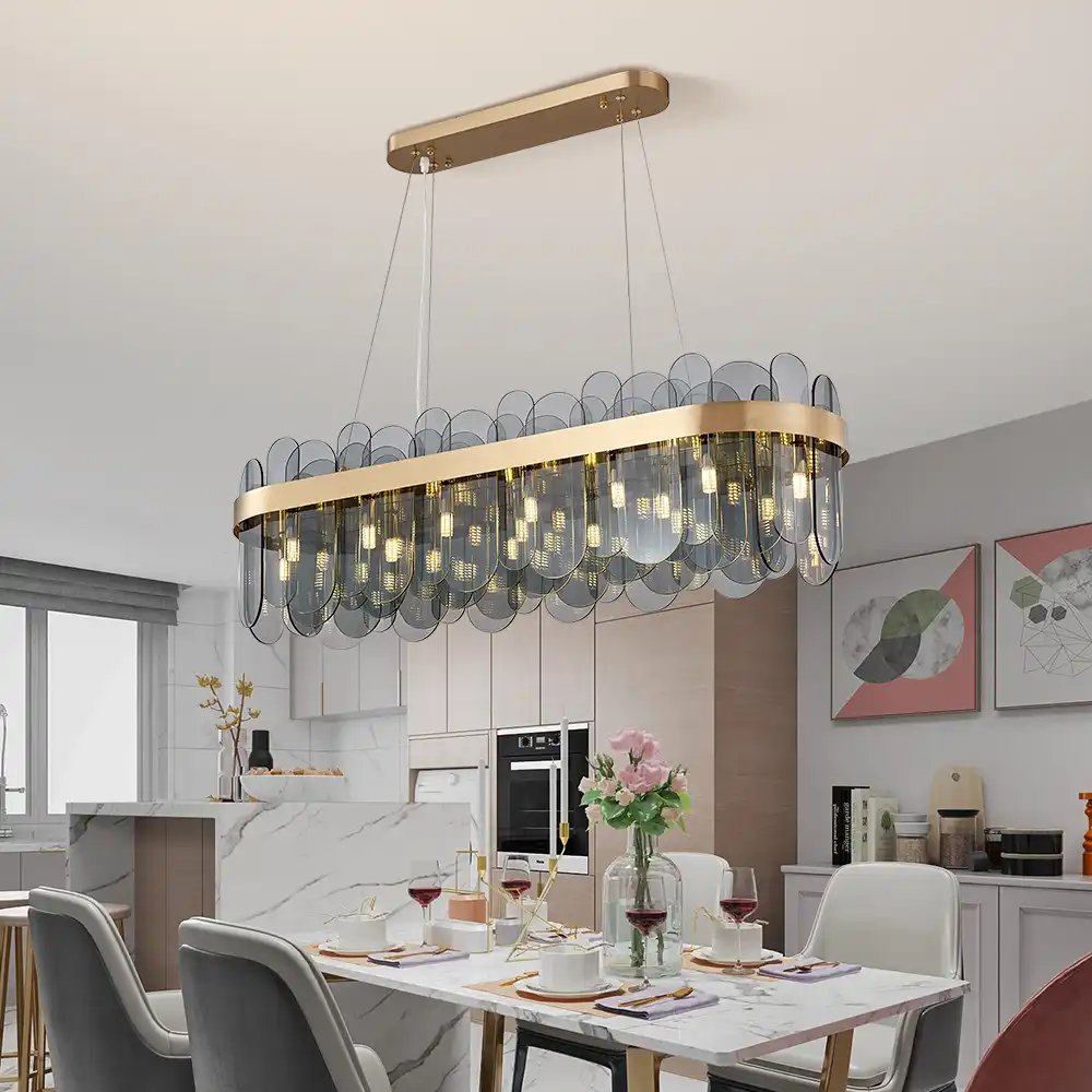 youlaike neue moderne kronleuchter beleuchtung für esszimmer oval glas  leuchten luxus küche insel hängen lampen mit led