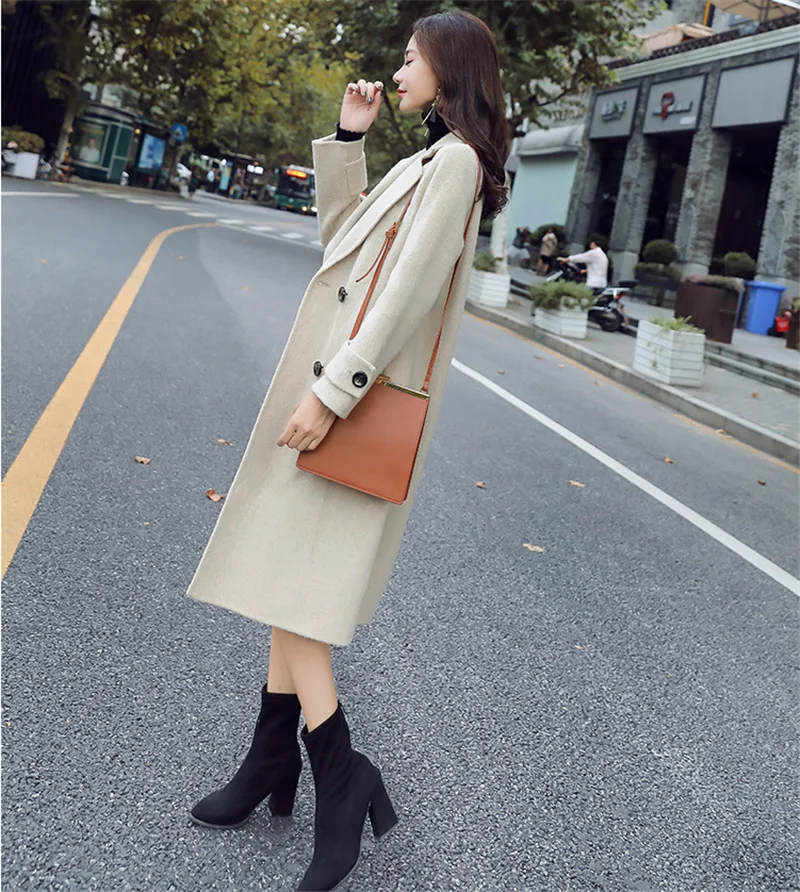 Winter Wool Coat and Jacket Women Plus Size Korean Long Jacket Warm Double Breasted Elegant Wool Coat Cashmere Vintage Coat Cape