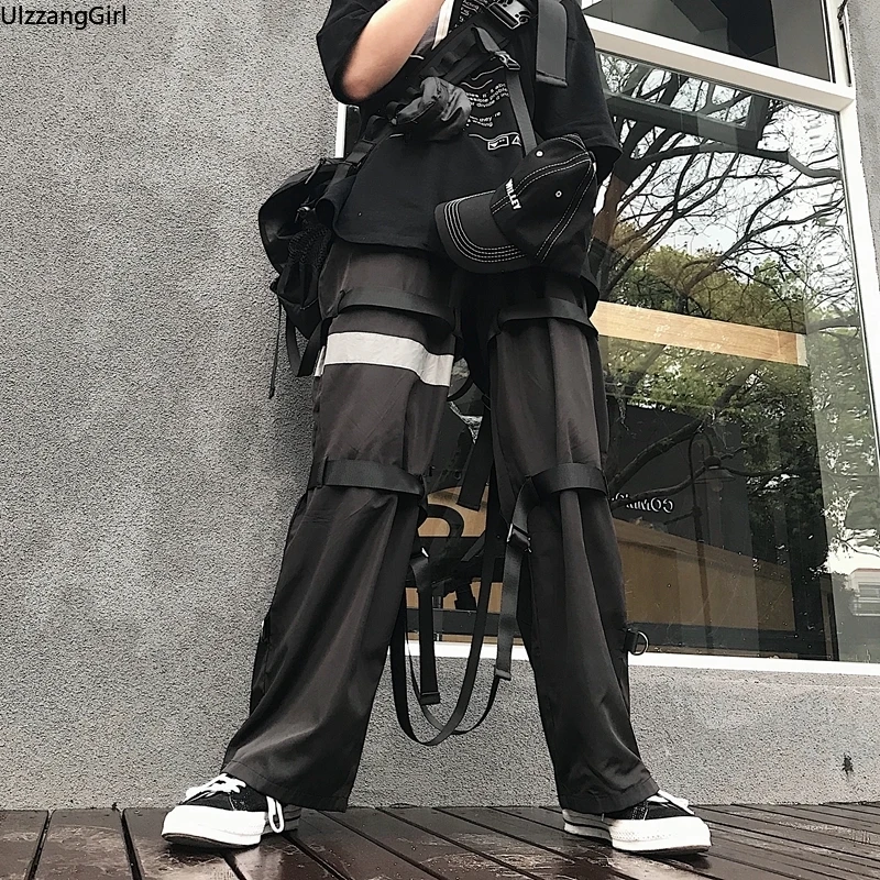 Harajuku уличная одежда корейский стиль лоскутные Светоотражающие полосатые кольца