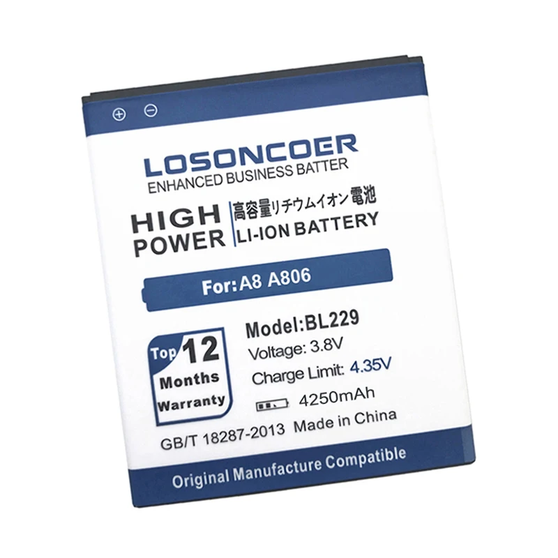 LOSONCOER 4250 мАч BL229 для lenovo A8 батарея A806 A808t телефон батарея онлайн номер отслеживания