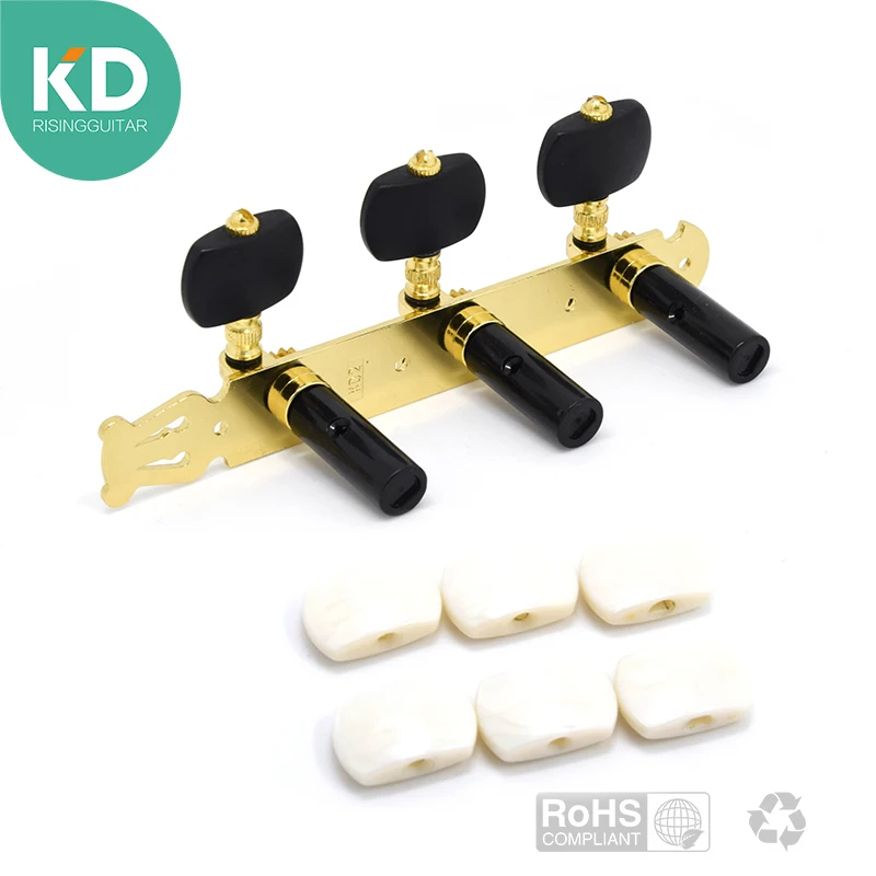 2 шт. в наборе High end классическая гитара колышки Колки для ключей золотой цвет - Цвет: with white button