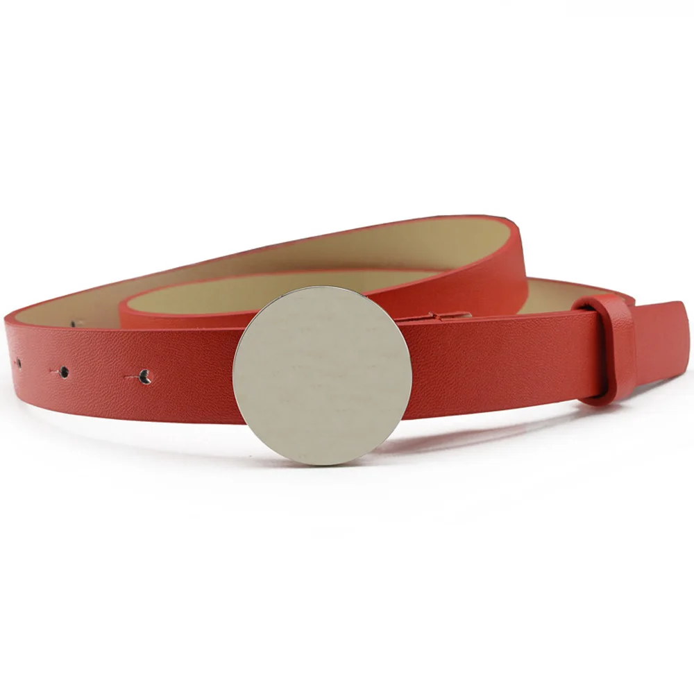 Ladies Classic Round Buckle Slim Belt Jeans Dress Women Adjustable Waistband HGBLT0349