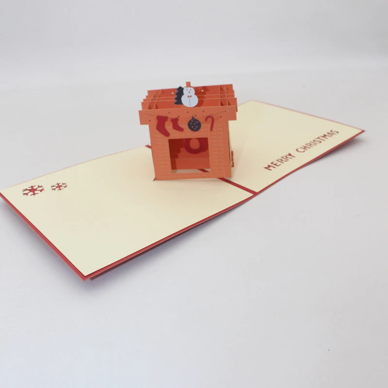 3D Handmade Cartoon Xmas Home Fireplace Paper Invitation Greeting Cards PostCard Merry Christmas Ch - 4.00031E+12