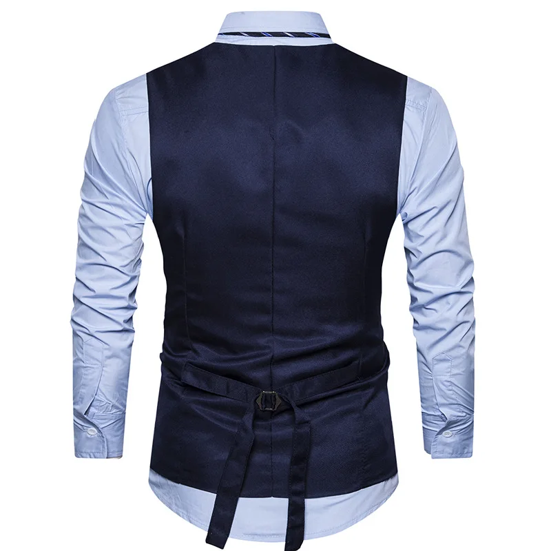 Men's Personality Stitching Fake Two Single-breasted Recreational Waistcoats with V-neck Mens Vest Fancy Vest Suit Vestdouble Men's Personality Stitching Fake Two Single-breasted Recreational Waistcoats with V-neck Mens Vest Fancy Vest Suit Vestdouble