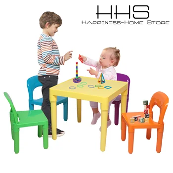 

5Pcs/Set Colorful plastic Children's Table Chair Set 1Pcs Table 4Pcs Chair kid's tables dining table Writing Desk Furniture Sets