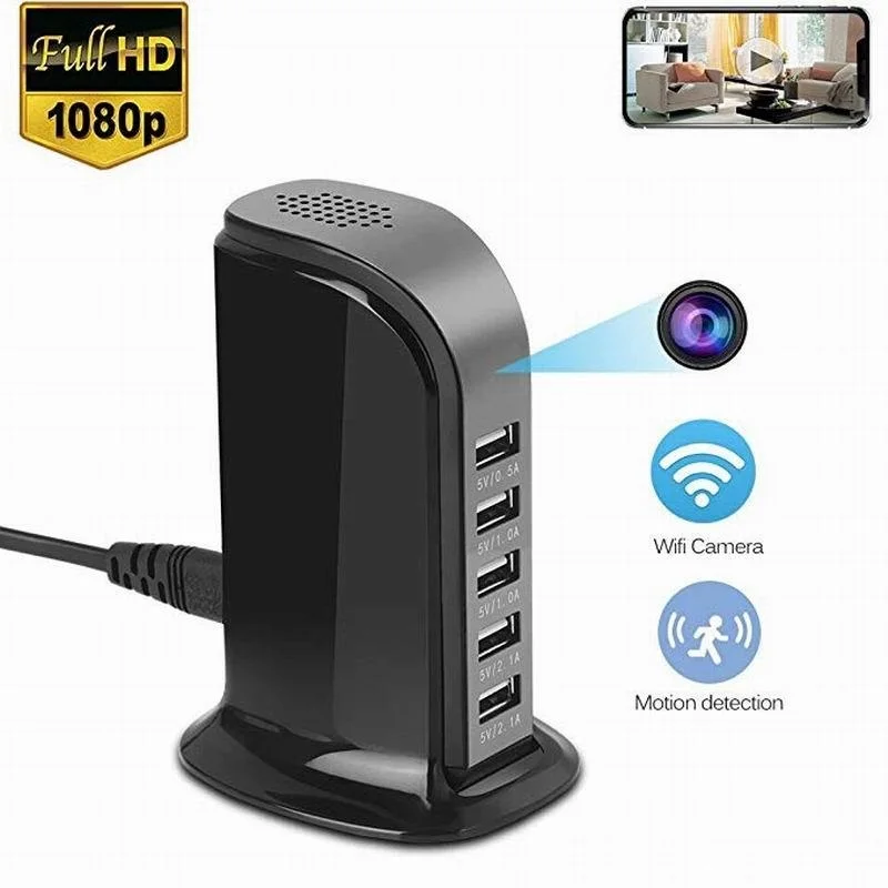 HD wifi usb зарядная станция камера 1080p 5-USB порт зарядное устройство видео камера беспроводная сеть для дома и офиса безопасности IP видеокамера