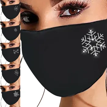 

Christmas Snowflake E-lement Rhinestone Pattern Mask D-ustproof Cotton Mask Reusable Mask 2021 New Year Mascara de mujer #GM