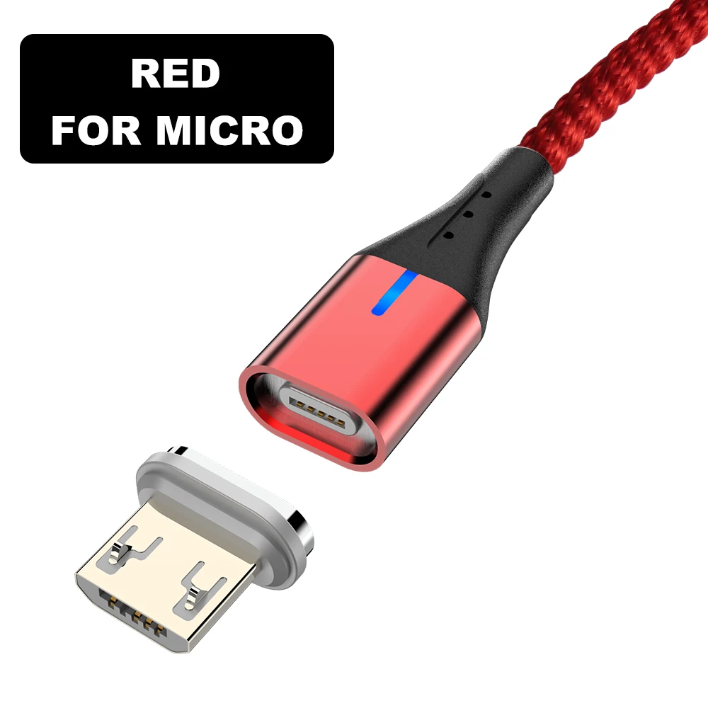 Red for Micro Vanniso 5A Fast Charging Magnetic USB Cable Charger 2m Micro USB Data Cable for iphone X Samsung S8 Huawei Xiaomi mi8 Usb type c - Цвет: Red for Micro