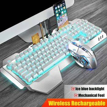 

Multi-function Waterproof LED Colorful Light Wireless Mouse Keyboard USB Set With Phone Holder Pen Stand Card Storage