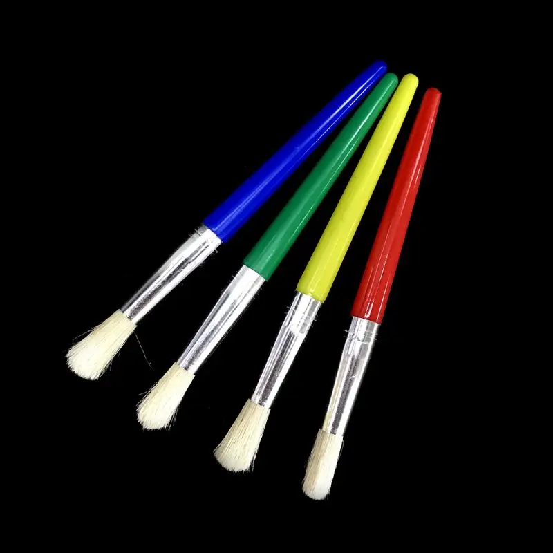 

4 Colors Spill-Proof Paint Canists with Caps and 4 Parts Colors Assorted Children's Paint Brushes set L41E
