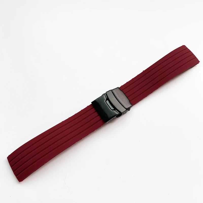 Red Waterproof Silicone Sport Strap with Folding Buckle - Men's Replacement Watch Band Accessories